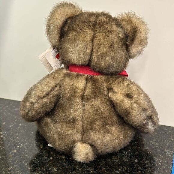 Bombay Russ Brown Fur Teddy Bear 14” Plush Danny Maroon Ribbon. NWT - Picture 4 of 8